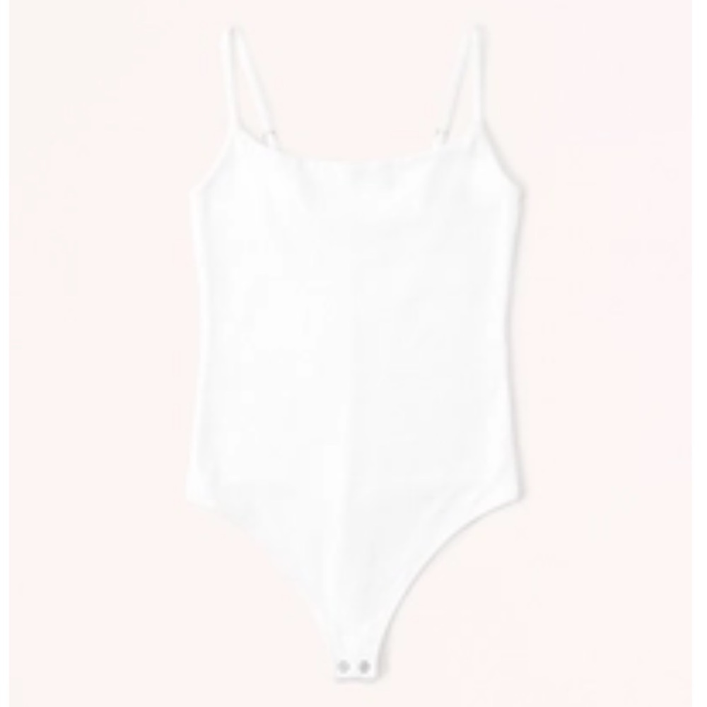 Abercrombie scoop neck cami bodysuit in white double lined fabric seamless
